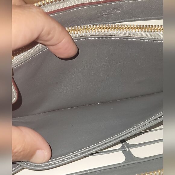 Loewe Monogram Zip Round Long Wallet Gray Marron in EUC with Dustbag Vintage - Picture 8 of 13